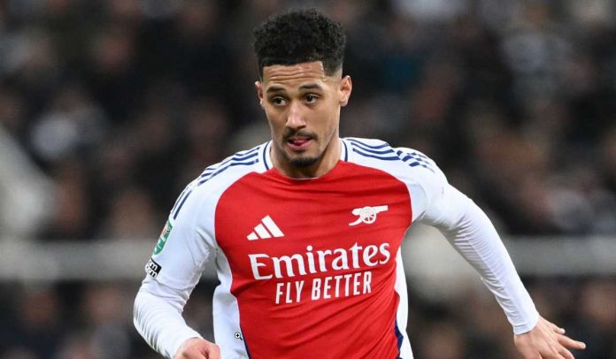 William Saliba di laga Arsenal vs Newcastle United