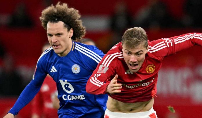 Rasmus Hojlund di laga Manchester United vs Leicester City