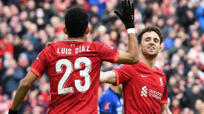 Luis Diaz dan Diogo Jota pemain Liverpool